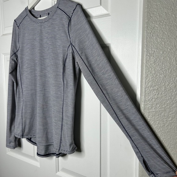 Duluth Trading Long Sleeve Striped‎ Thumb Hole Top Athletic Shirt M - Picture 2 of 7